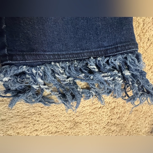 Eloquii Dark Wash Fringe Hem Cropped Jeans Size 20 - Picture 11 of 12